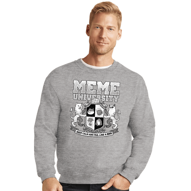 Secret_Shirts Crewneck Sweater, Unisex / Small / Sports Grey Meme University