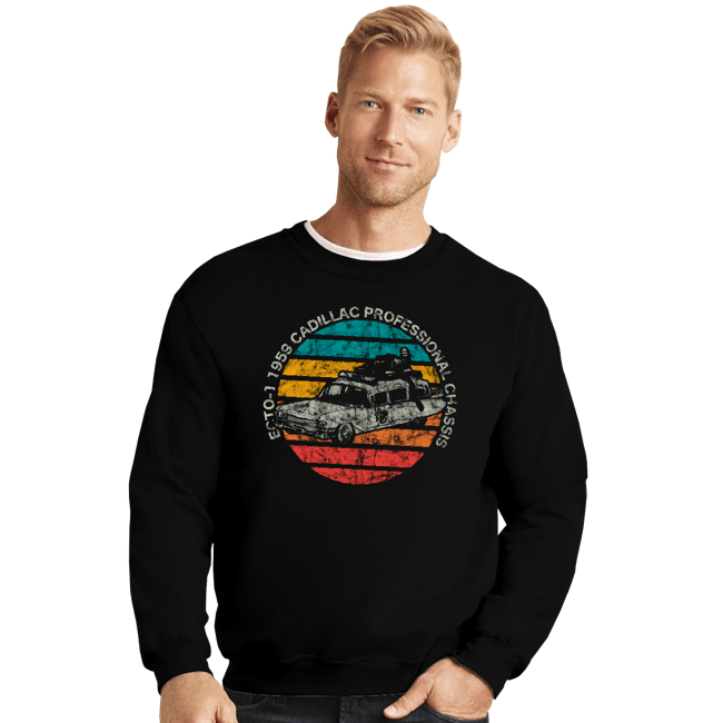 Shirts Crewneck Sweater, Unisex / Small / Black Retro Ecto-1 Sun