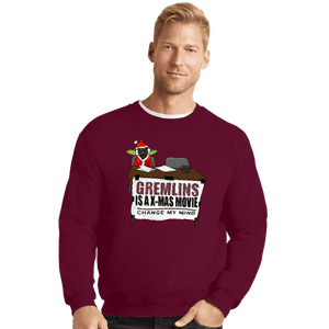 Shirts Crewneck Sweater, Unisex / Small / Maroon Gremlins Is A Christmas Movie