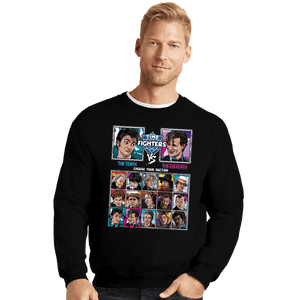 Daily_Deal_Shirts Crewneck Sweater, Unisex / Small / Black Time Fighters 10th vs 11th
