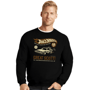Daily_Deal_Shirts Crewneck Sweater, Unisex / Small / Black Doc's Wheels