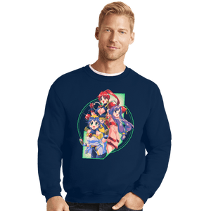 Daily_Deal_Shirts Crewneck Sweater, Unisex / Small / Navy Robot Hearts