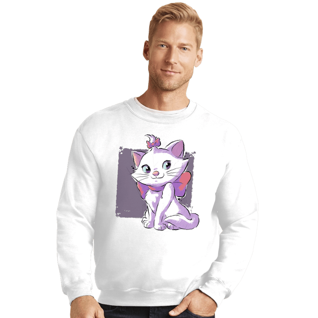 Daily_Deal_Shirts Crewneck Sweater, Unisex / Small / White Vain Cat