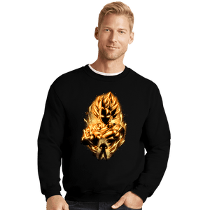 Shirts Crewneck Sweater, Unisex / Small / Black Golden Saiyan Vegito