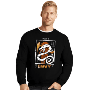 Shirts Crewneck Sweater, Unisex / Small / Black Sin of Envy Serpent