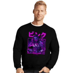 Shirts Crewneck Sweater, Unisex / Small / Black Pink Neon