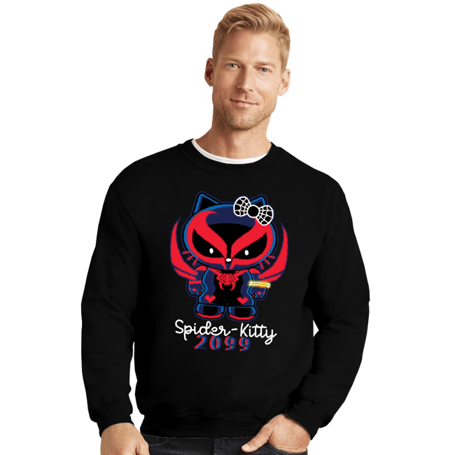 Secret_Shirts Crewneck Sweater, Unisex / Small / Black Spider Kitty 2099