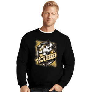 Shirts Crewneck Sweater, Unisex / Small / Black Hairy Pupper House Hufflepup