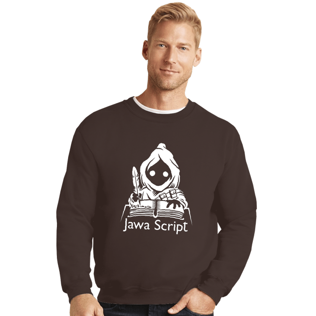 Shirts Crewneck Sweater, Unisex / Small / Dark Chocolate Jawa Script