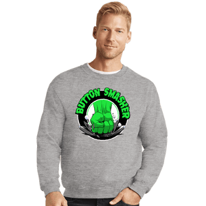 Shirts Crewneck Sweater, Unisex / Small / Sports Grey Button Smasher