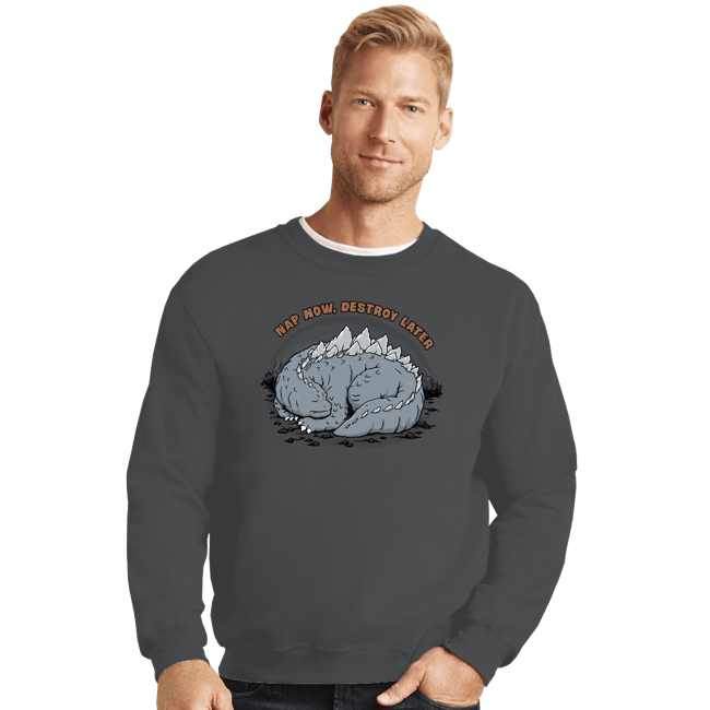 Daily_Deal_Shirts Crewneck Sweater, Unisex / Small / Charcoal Nap & Destroy