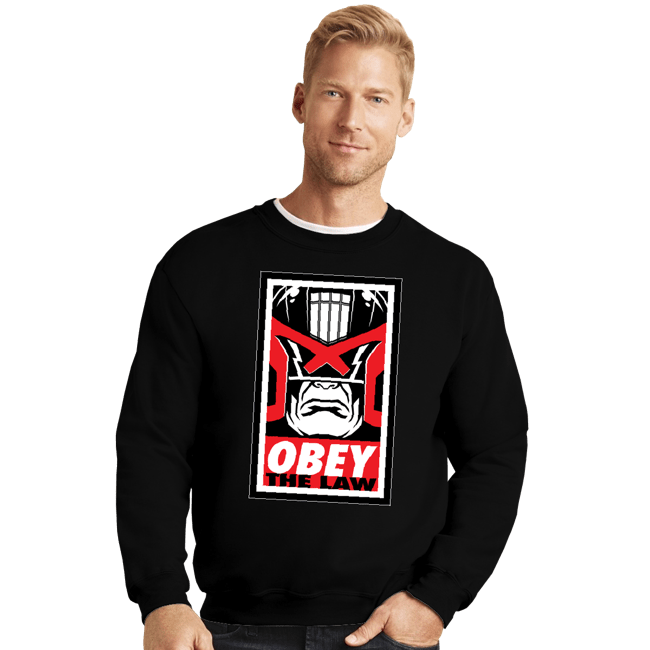 Daily_Deal_Shirts Crewneck Sweater, Unisex / Small / Black Obey The Law
