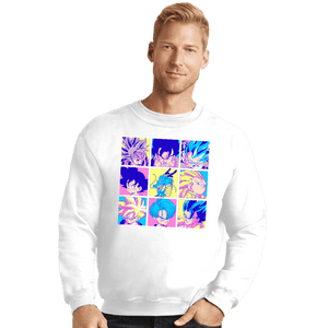 Shirts Crewneck Sweater, Unisex / Small / White Saiyan Colors