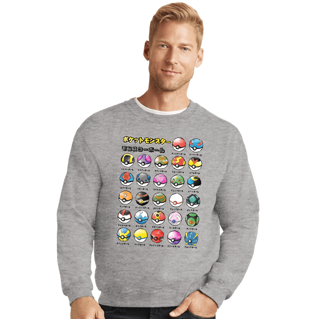 Secret_Shirts Crewneck Sweater, Unisex / Small / Sports Grey Pokeball Types