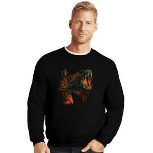 Daily_Deal_Shirts Crewneck Sweater, Unisex / Small / Black Prehistoric Kaiju