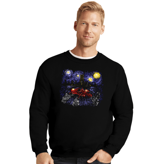 Daily_Deal_Shirts Crewneck Sweater, Unisex / Small / Black Starry Neo-Tokyo