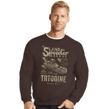 Load image into Gallery viewer, Daily_Deal_Shirts Crewneck Sweater, Unisex / Small / Dark Chocolate Land Speeder Garage
