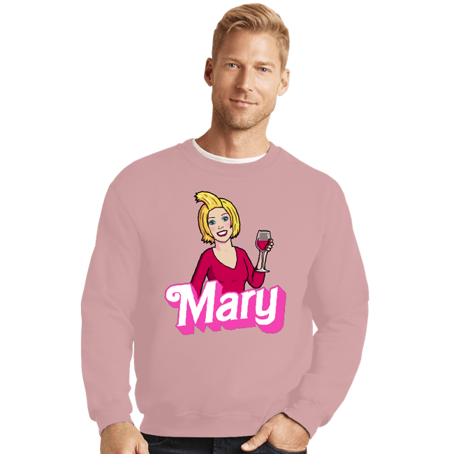 Daily_Deal_Shirts Crewneck Sweater, Unisex / Small / Pink Mary Doll