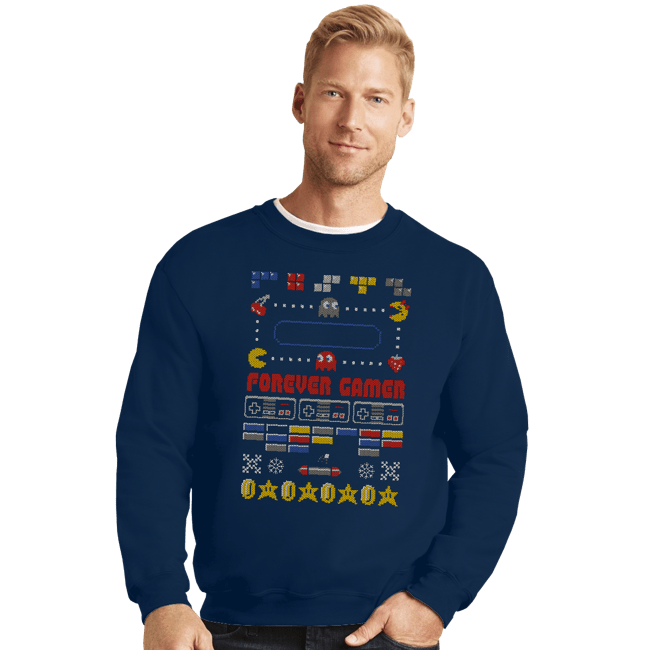 Shirts Crewneck Sweater, Unisex / Small / Navy A Very Gamer Christmas