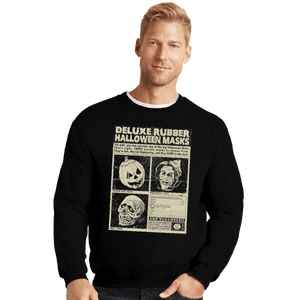 Shirts Crewneck Sweater, Unisex / Small / Black Three Halloween Masks