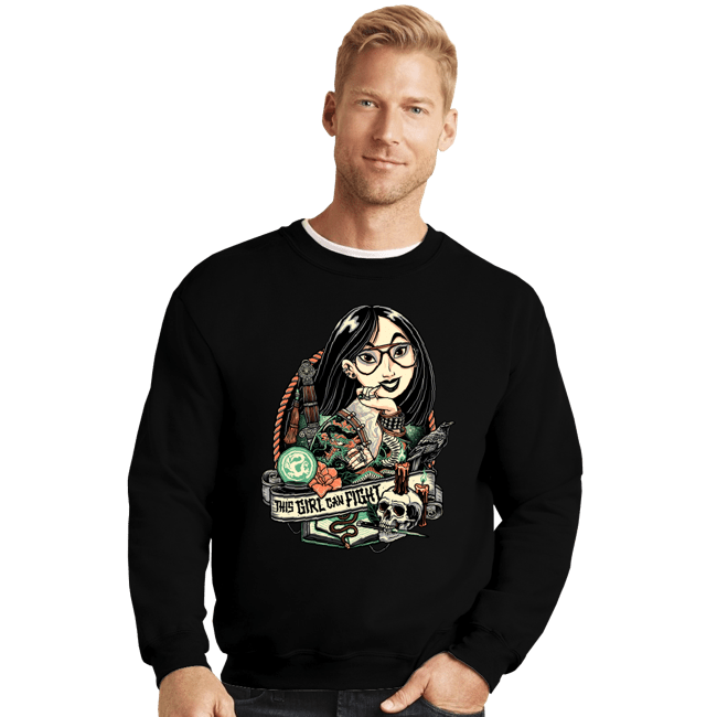 Secret_Shirts Crewneck Sweater, Unisex / Small / Black This Girl Can Fight!