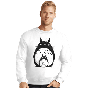 Shirts Crewneck Sweater, Unisex / Small / White Totoro Trio