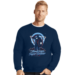 Shirts Crewneck Sweater, Unisex / Small / Navy Retro American Super Soldier