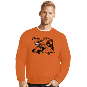 Secret_Shirts Crewneck Sweater, Unisex / Small / Red Get Out Of Arkham Card