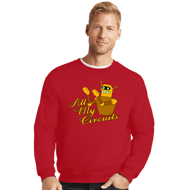 Daily_Deal_Shirts Crewneck Sweater, Unisex / Small / Red All My Circuits