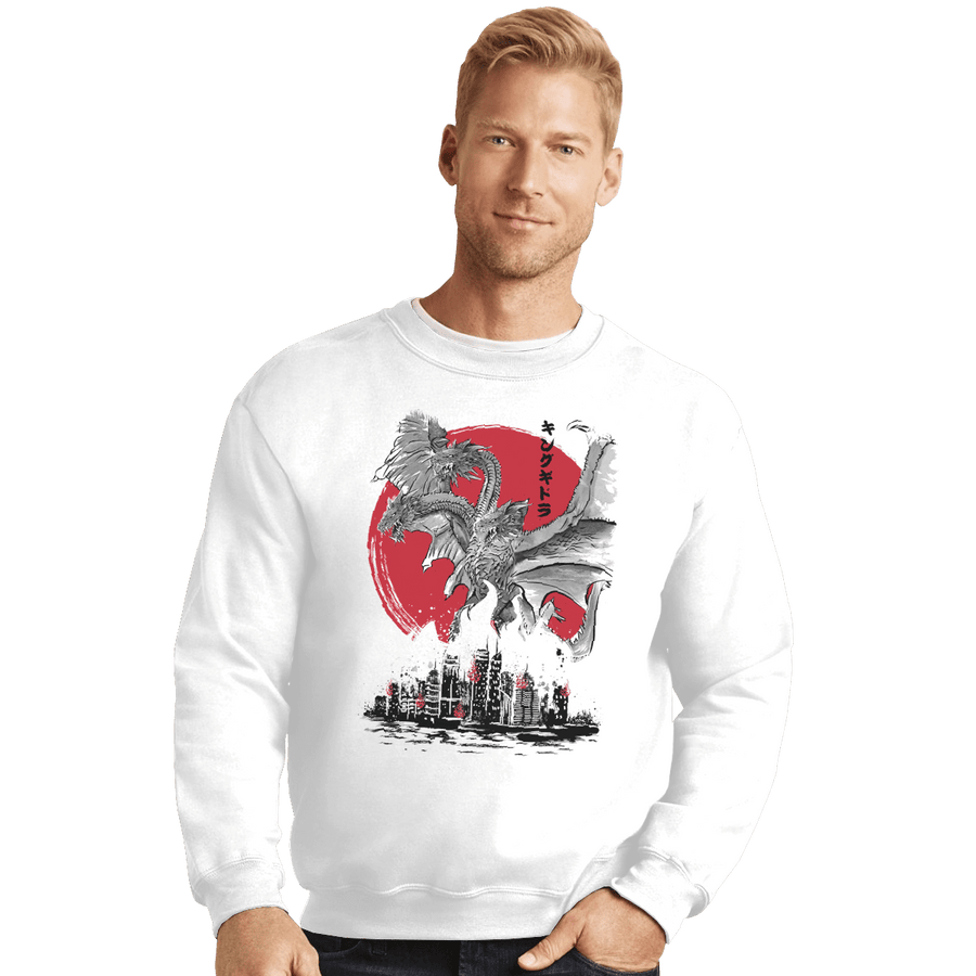 Shirts Crewneck Sweater, Unisex / Small / White The King Of Terror Attack Sumi-e