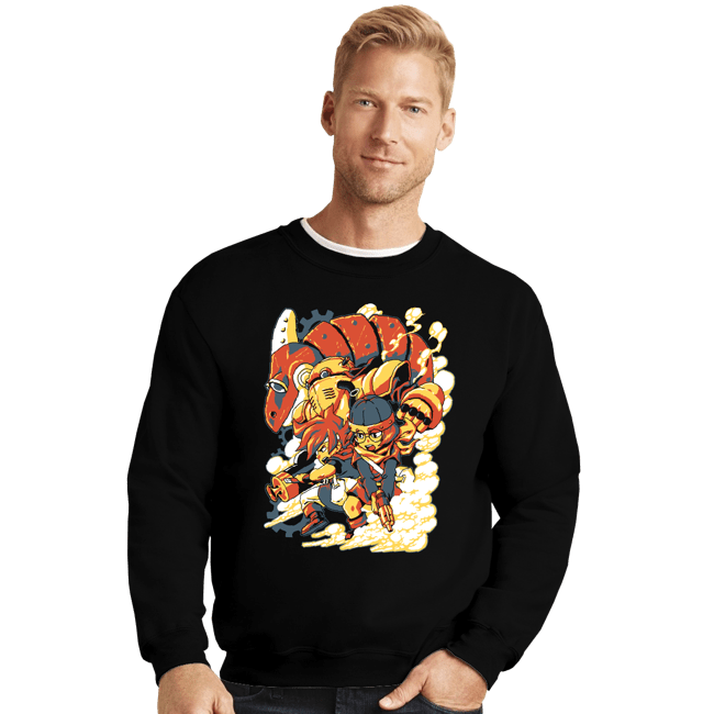 Daily_Deal_Shirts Crewneck Sweater, Unisex / Small / Black Chrono Heroes