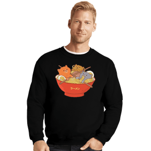 Shirts Crewneck Sweater, Unisex / Small / Black Ramen Cats