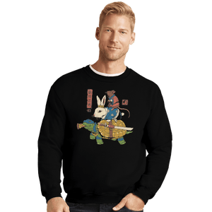 Shirts Crewneck Sweater, Unisex / Small / Black Kame, Usagi, and Ratto Ninjas