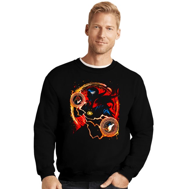Daily_Deal_Shirts Crewneck Sweater, Unisex / Small / Black Sorcerer Supreme of Madness