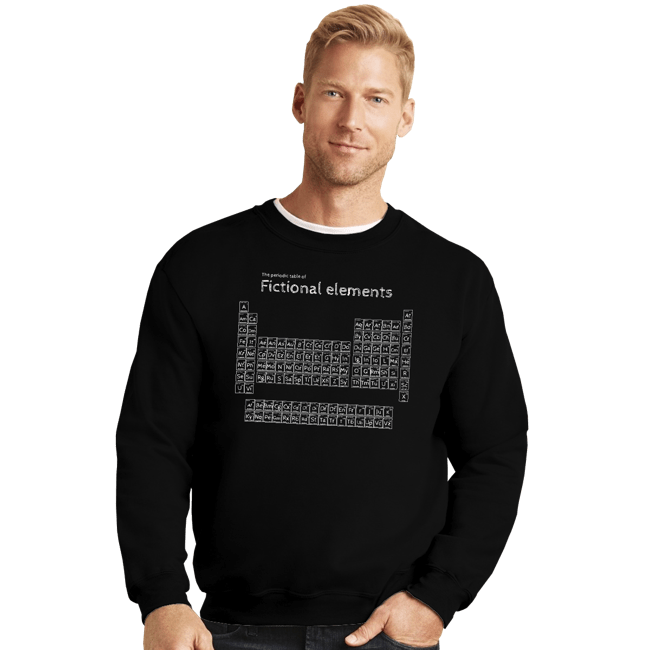 Daily_Deal_Shirts Crewneck Sweater, Unisex / Small / Black Peroidic Table Of Fictional Elements