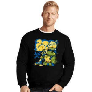 Daily_Deal_Shirts Crewneck Sweater, Unisex / Small / Black Leo Bomb