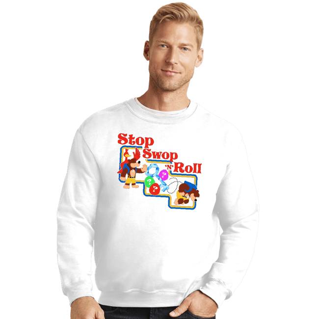 Shirts Crewneck Sweater, Unisex / Small / White Stop Swop 'N' Roll