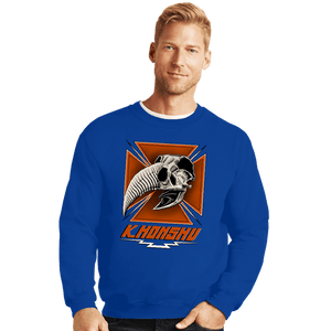 Daily_Deal_Shirts Crewneck Sweater, Unisex / Small / Royal Blue Konshu Skull