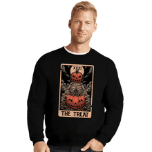 Load image into Gallery viewer, Daily_Deal_Shirts Crewneck Sweater, Unisex / Small / Black Halloween Tarot Treat
