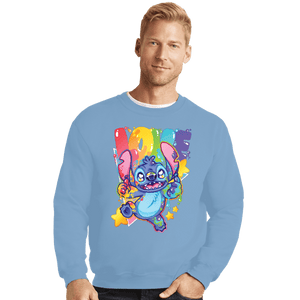 Shirts Crewneck Sweater, Unisex / Small / Powder Blue Alien Says Love