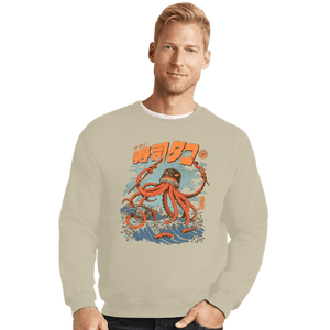Daily_Deal_Shirts Crewneck Sweater, Unisex / Small / Sand Tako Sushi