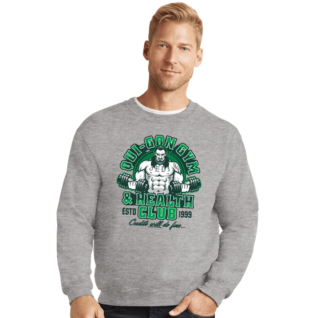 Daily_Deal_Shirts Crewneck Sweater, Unisex / Small / Sports Grey Qui-Gon Gym