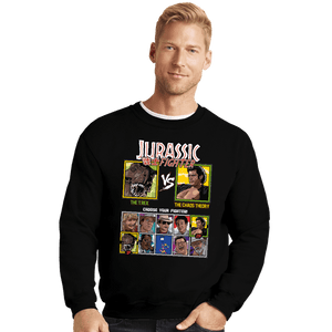 Daily_Deal_Shirts Crewneck Sweater, Unisex / Small / Black Jurassic Fighter