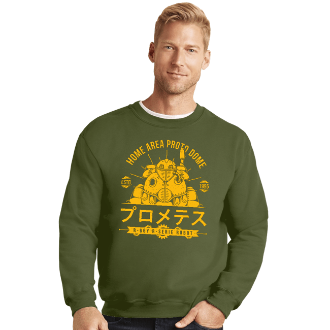 Secret_Shirts Crewneck Sweater, Unisex / Small / Military Green Proto Dome Robo