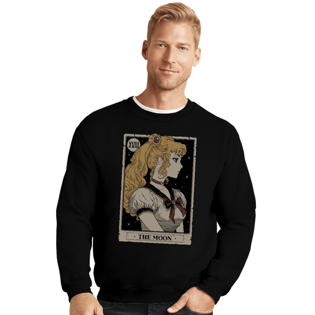 Daily_Deal_Shirts Crewneck Sweater, Unisex / Small / Black Tarot Of The Moon