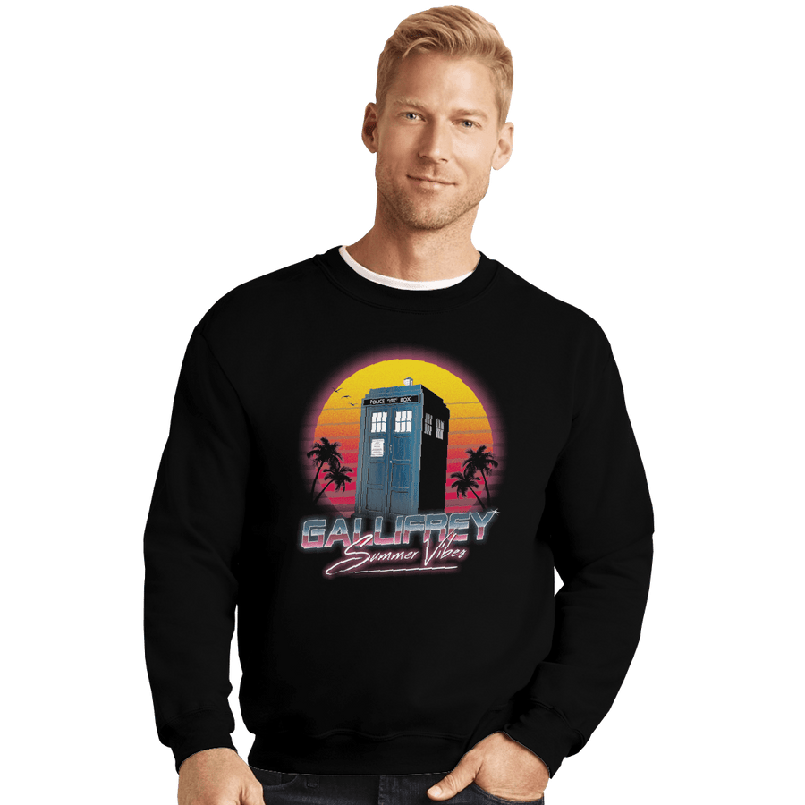 Shirts Crewneck Sweater, Unisex / Small / Black Gallifrey Summer Vibes