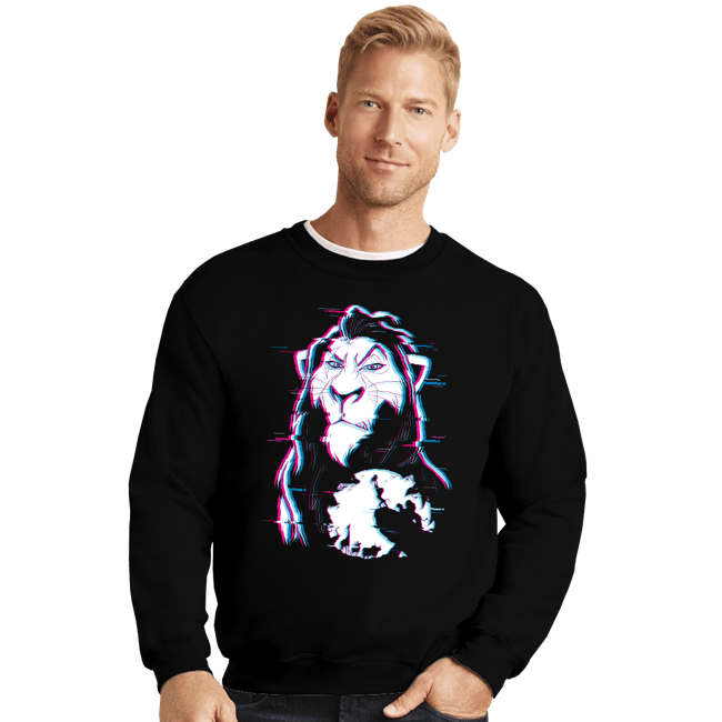 Daily_Deal_Shirts Crewneck Sweater, Unisex / Small / Black Glitched Scar