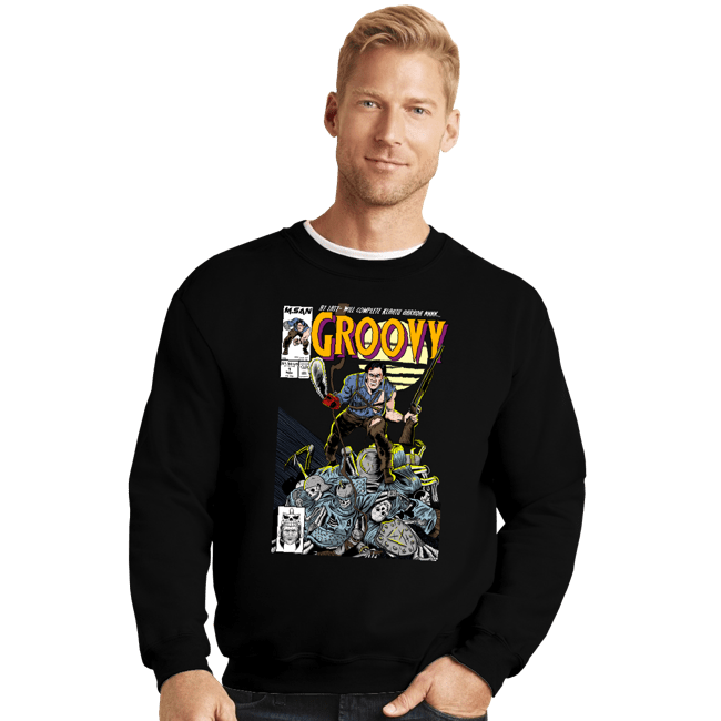 Secret_Shirts Crewneck Sweater, Unisex / Small / Black Groovy Comics