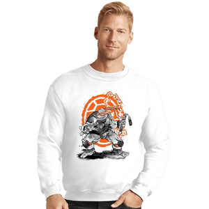 Daily_Deal_Shirts Crewneck Sweater, Unisex / Small / White Michelangelo Sumi-e