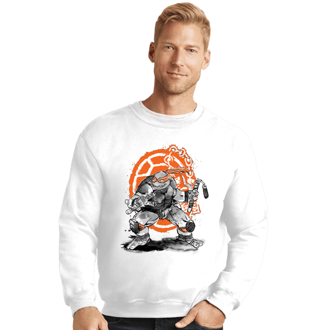 Daily_Deal_Shirts Crewneck Sweater, Unisex / Small / White Michelangelo Sumi-e
